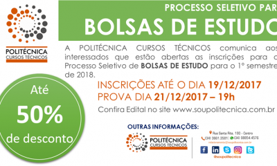 Bolsas de Estudo 2018 – Politécnica Cursos Técnicos