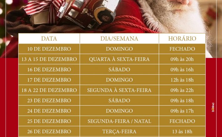 Horário Especial de Natal