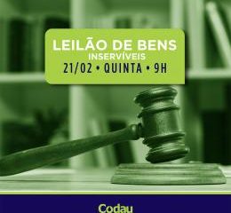 Leilão de bens inservíveis da Codau acontece nesta quinta-feira (21)