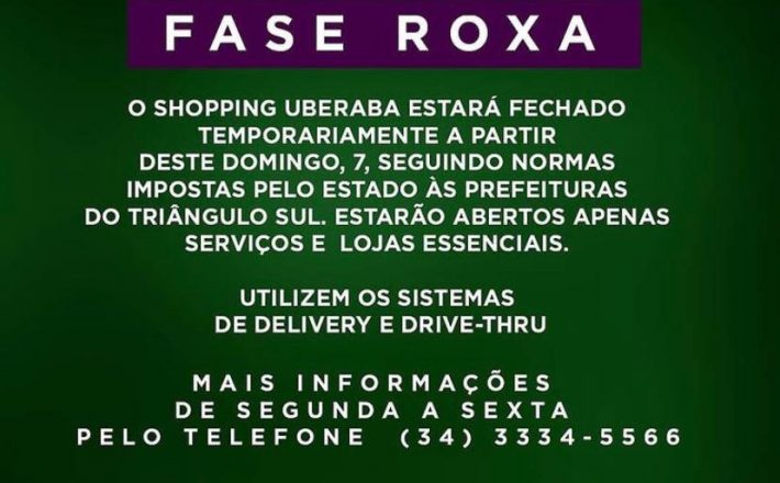 Shopping Uberaba abre com essenciais e atendimento via delivery e drive-thru