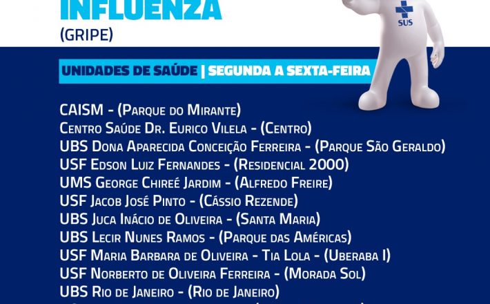 A vacinação contra a influenza (gripe) para toda população acima de 6 meses continua! 💉