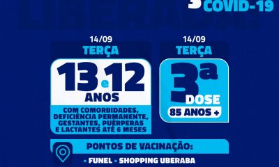 Uberaba inicia a vacinação de jovens de 12 e 13 anos com comorbidades